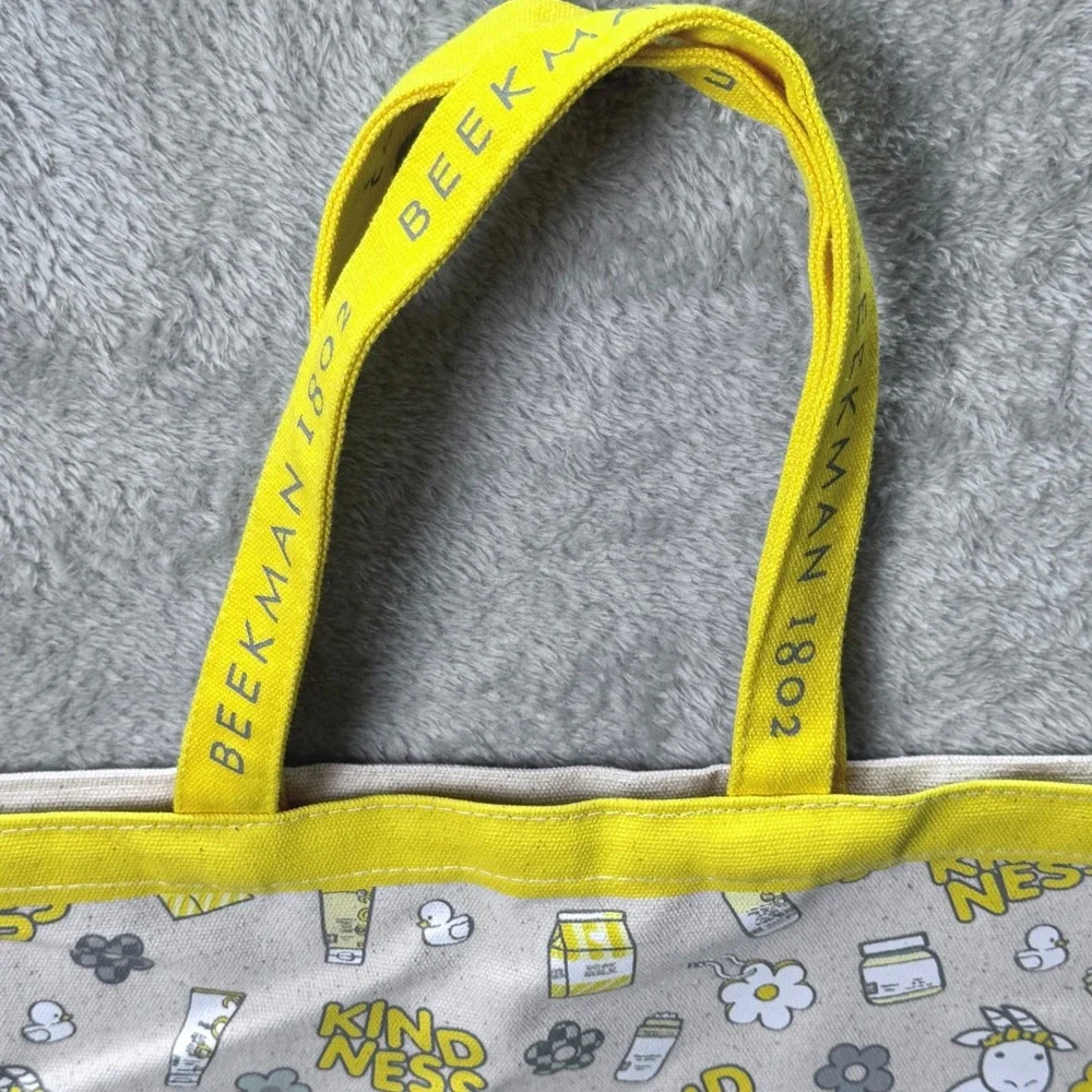 Beekman 1802 Kindness Goat Print Canvas Tote Bag 100% Cotton Reusable Shopper
